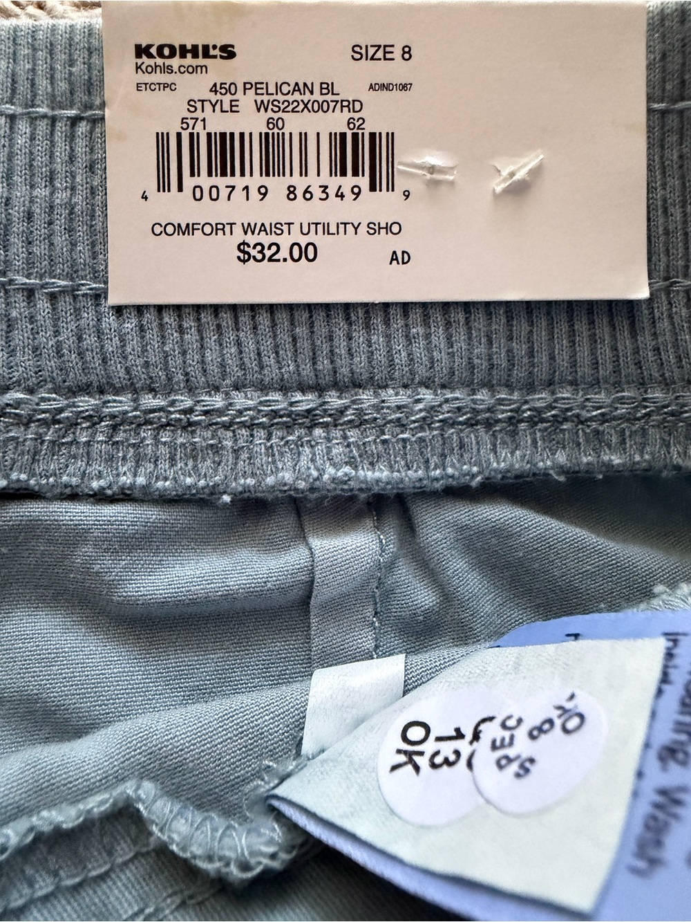 NEW NWT Sonoma Light Blue Gray Cargo Utility Women's Shorts 8 Pockets Straight - Picture 8 of 10